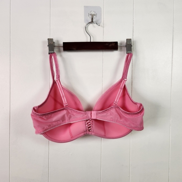 Triumph Plunge Underwire Bra Lightly Lined Hot Pink Lace-Up Size 38D - Picture 4 of 6